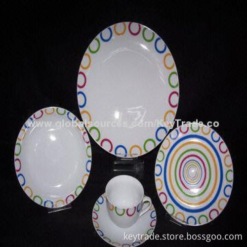 Fine Porcelain 20-piece Dinner Set in Rim Shape with Decal